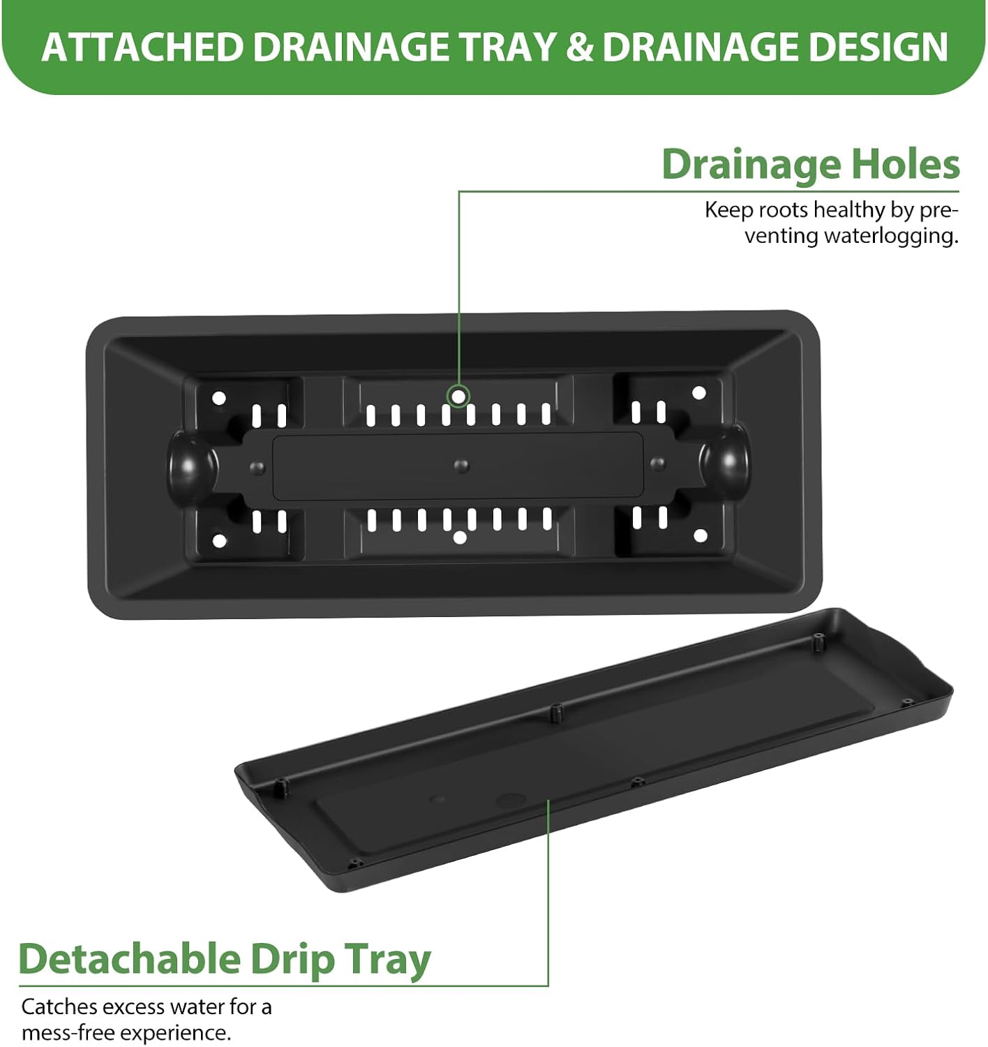 Railing Planter Box 4 Pack Hanging Balcony Planters with Adjustable Bracket | 17 Inch Railing Window Boxes Planter