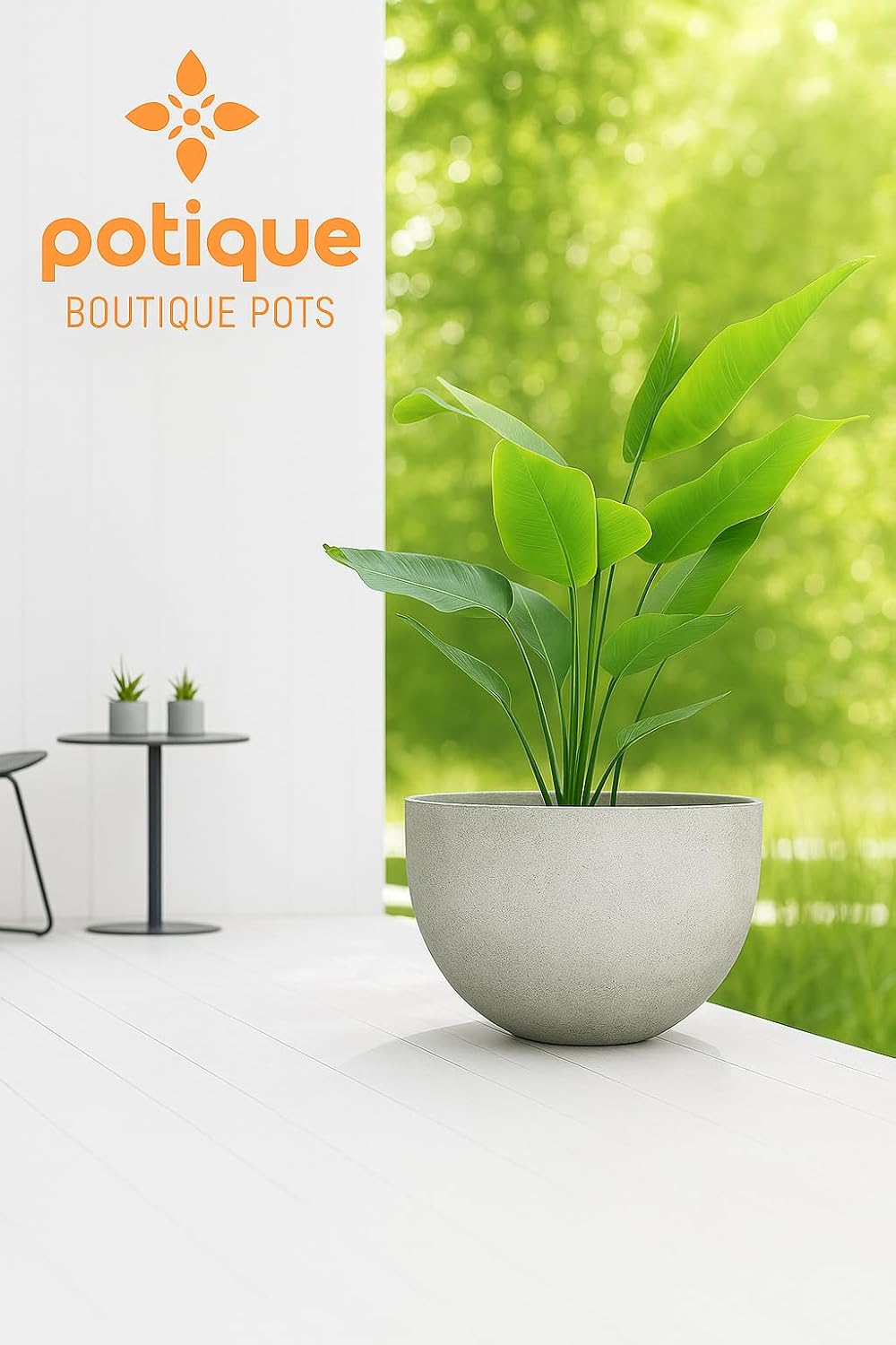 Large Resin Planter Pot for Trees Big Flower – Lightweight Round Plant Pot with Stone-Textured Finish