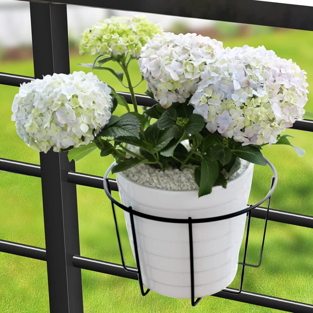 TreeLen 3Pack 10inch Railing Planter Outdoor Balcony Hanging Baskets for Plants Fence Planters Metal Potted Stand