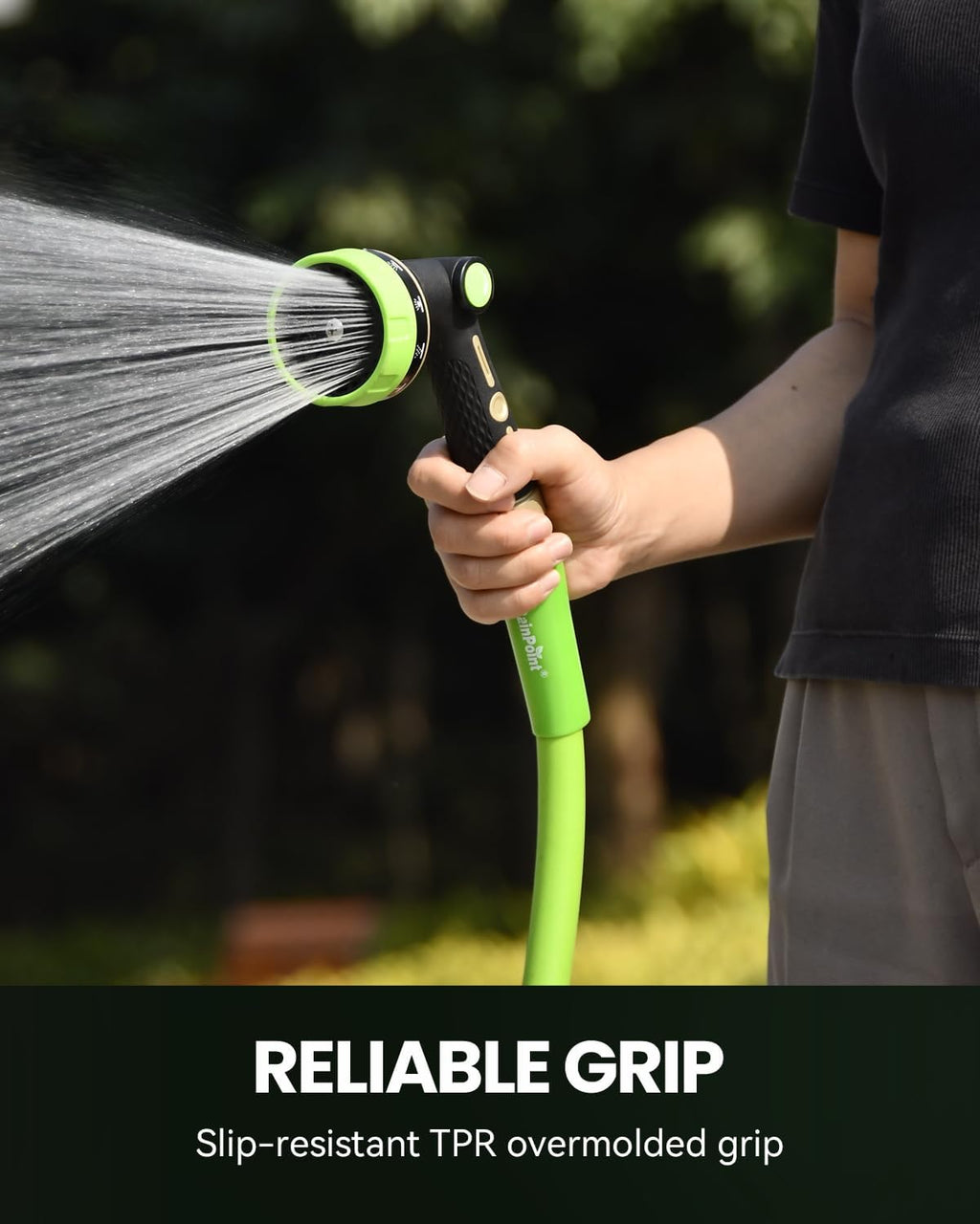 RAINPOINT Garden Hose Nozzle Heavy Duty - 100% Metal Thumb Control Spray Nozzles for Garden Hose High Pressure, 10