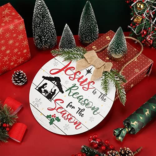 Capoda Christmas Nativity Hanging Sign, Front Door Decor, White, Jesus