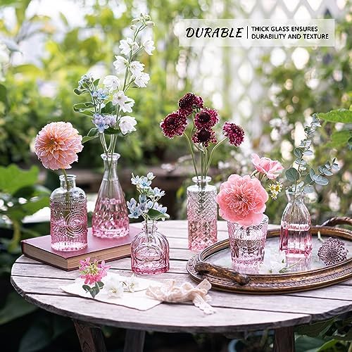 SUPMIND Glass Bud Vases Set, 12pcs Pink Small Flower Vases in Bulk