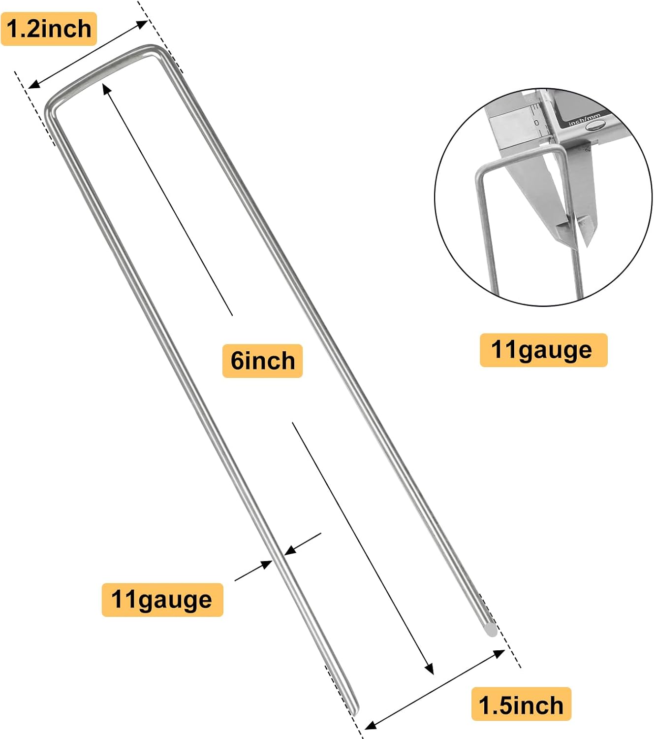 Whonline 560 Pack Landscape Staples 6 Inch, Galvanized Garden Stakes | U-shaped Ground Staples for Landscape Fabric