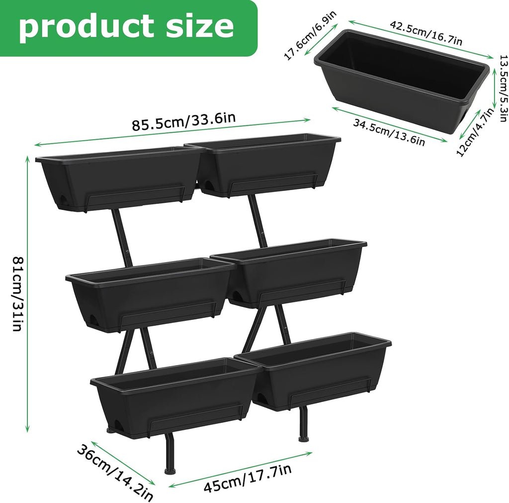 ETELI Vertical Garden Planter 3 Tier Vertical Raised Garden Bed with 6 Garden Planter Boxes Elevated Raised Bed with