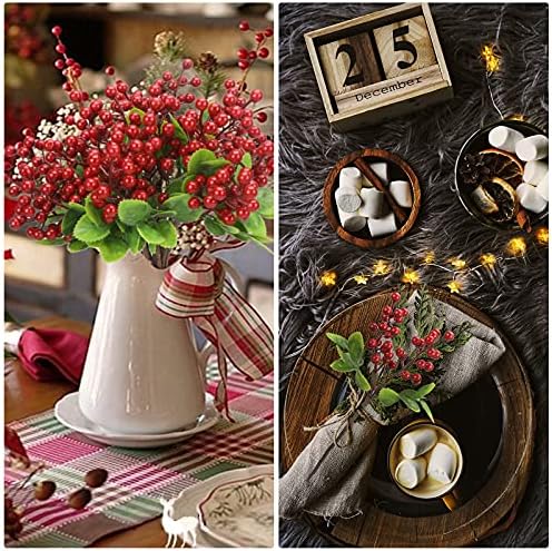 Felice Arts 6 Pack Christmas Picks Artificial Red Berry Stems