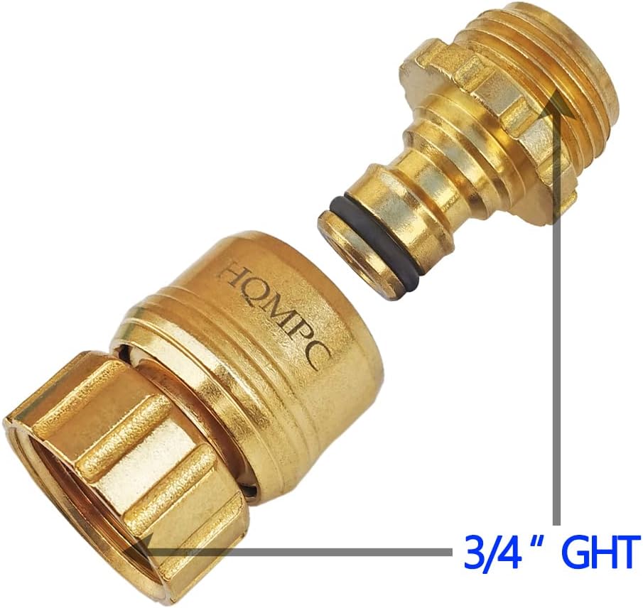Garden Hose Quick Connect Brass Hose Quick Connect Fittings For Garden Watering 3/4" GHT (2 SETS, No Pb)