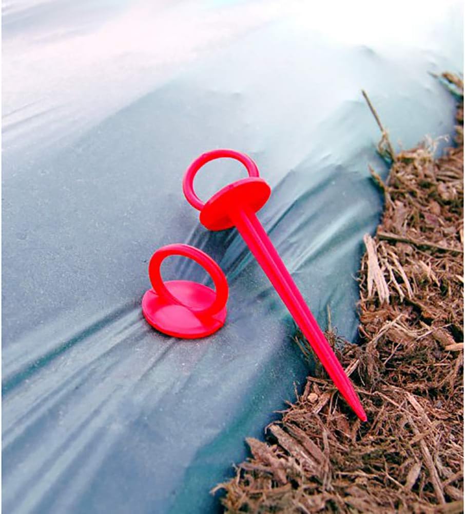 Dewitt 300-Pack Red Re-Pins Gardening Anchors – Reusable Plastic Garden Stakes for Securing Frost Cover, Plant