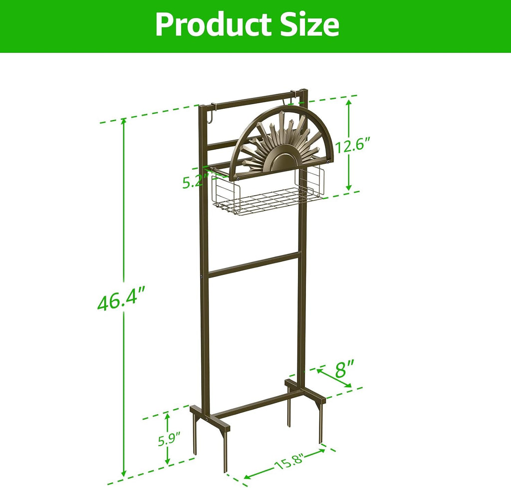 GOFORWILD Garden Hose Reel Holds 150ft of 5/8 Hose with 2 Hooks | Freestanding Water Hose Stand for Outside Patio Yard