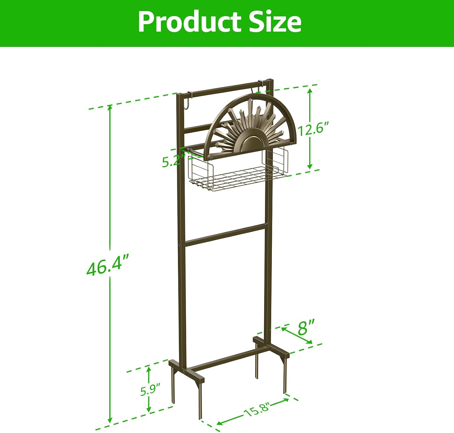 GOFORWILD Garden Hose Reel Holds 150ft of 5/8 Hose with 2 Hooks | Freestanding Water Hose Stand for Outside Patio Yard