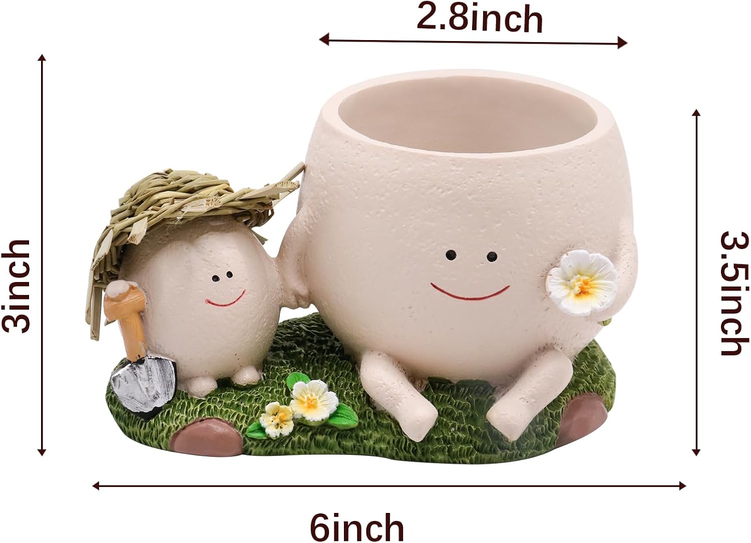 Smily Face Planter Pot Cute Resin Flower Head Planters for Indoor Outdoor Whimsical Succulent Pots for String of Pearls