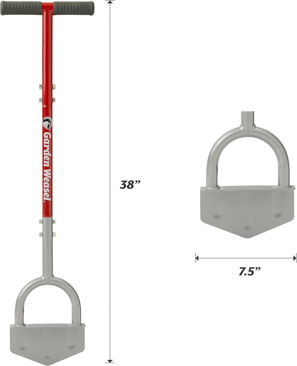 Garden Weasel Edger Chopper Lawn Tool for Garden Beds Sidewalks Patios | Steel half-moon blade sod cutter with T-grip