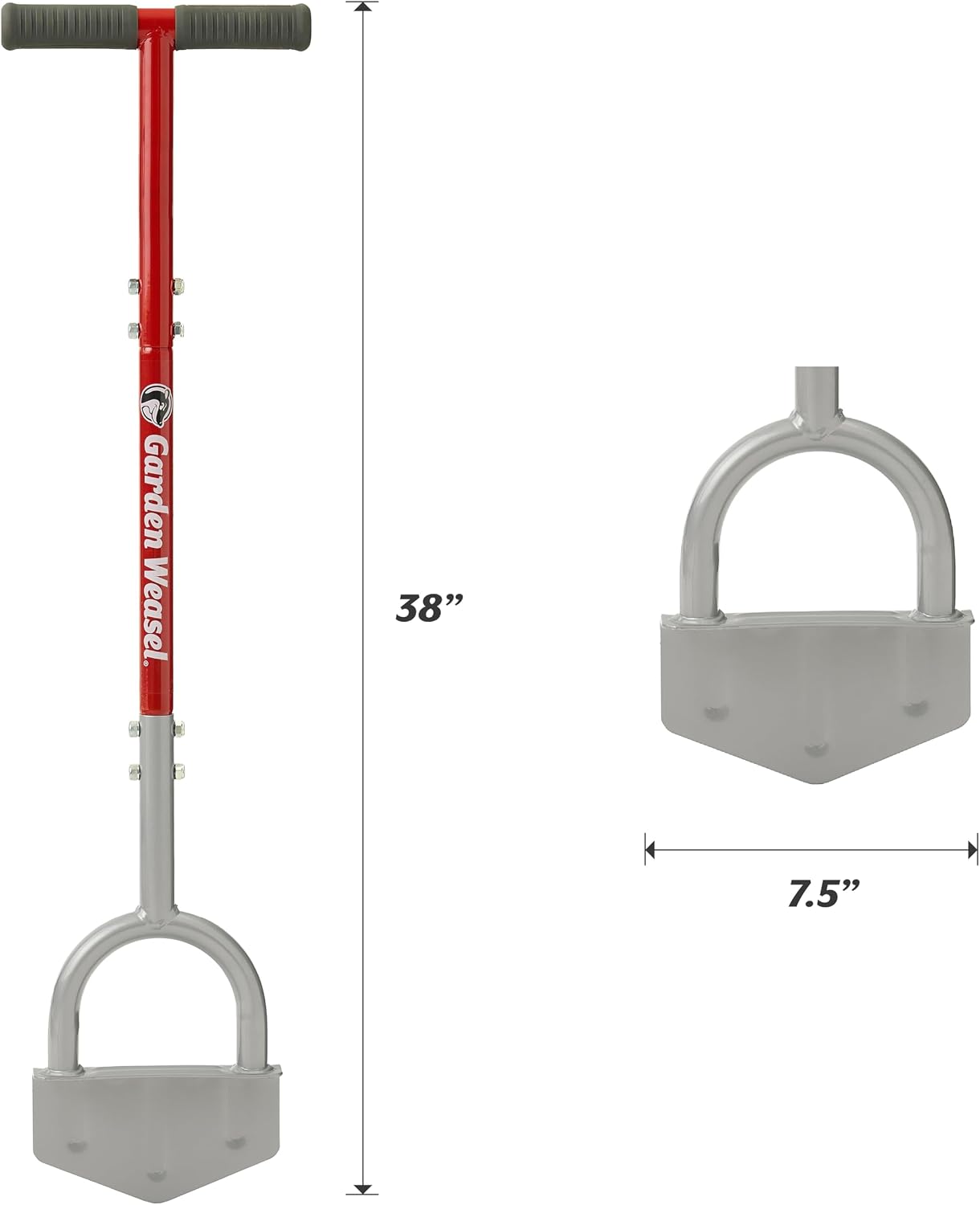 Garden Weasel Edger Chopper Lawn Tool for Garden Beds Sidewalks Patios | Steel half-moon blade sod cutter with T-grip