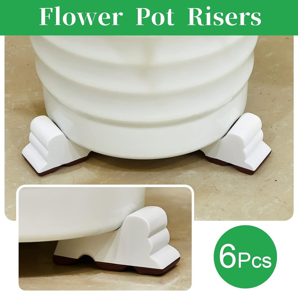 Kigeli 6 Pcs Resin Garden Pot Feet for Outdoor Planters 3 Inch Long 1.5 Inch Tall Flower Handmade Elevator Plant Feet