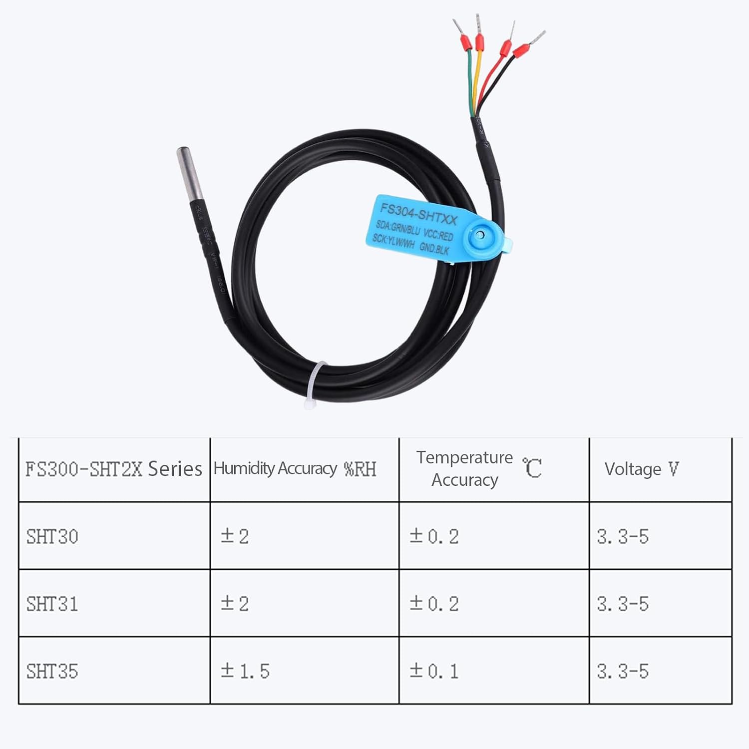 Sensor Probe, I2C Interface Soil Temperature & Humidity Sensor Probe Soil Tester Digital Waterproof Sensor Monitoring
