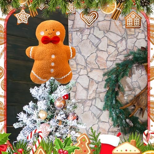 Gejoy Christmas Gingerbread Tree Topper Funny Plush Xmas Ornament