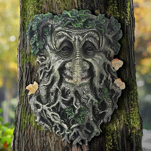 Tree Face Garden Statues Outdoor Decorations, Whimsical Old Man Face for Tree Huggers Sculptures Flower Pot Garden Decorations Yard Art, 9" x 6.5" x 3.5"