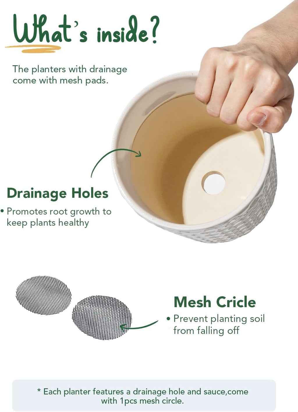 LE TAUCI Ceramic Pots for Plants, 5.4 Inch Plant Pots with Drainage Hole and Saucer, Indoor Plant Pots for Succulent