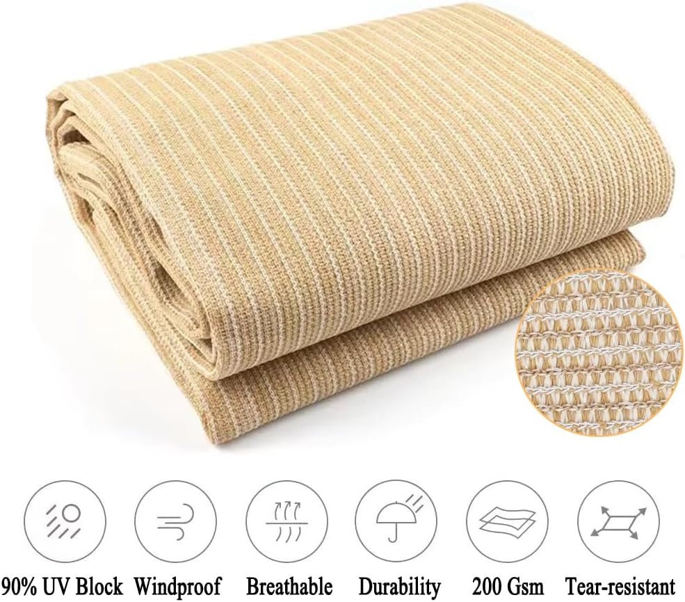 6x8 FT Sun Shade Cloth with Grommets, 90% UV Block Shade Screen | Breathable Sunshade Fabric for Pergola, Patio