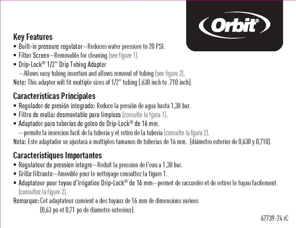 Orbit ATTWOOD MARI Orbit 67739 3-in-1 Drip Faucet Adapter Blacks