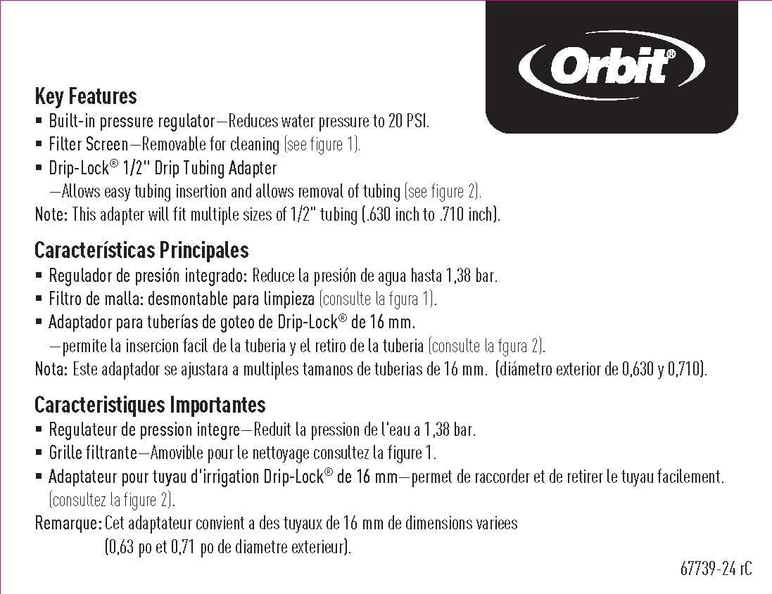 Orbit ATTWOOD MARI Orbit 67739 3-in-1 Drip Faucet Adapter Blacks