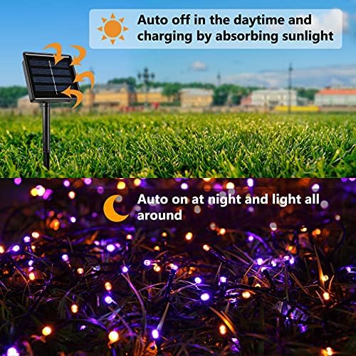 Joomer Orange Purple Halloween Solar Lights, 2Pack Total 144FT 400LED