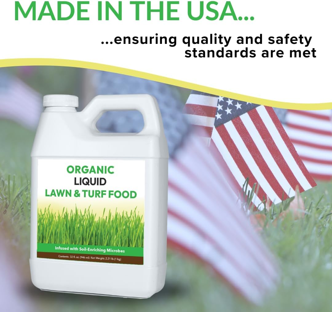 Organic Liquid Lawn & Turf Food - Rapid Green-Up Concentrate | Infused with a Broad Spectrum of Soil Enriching Microbes