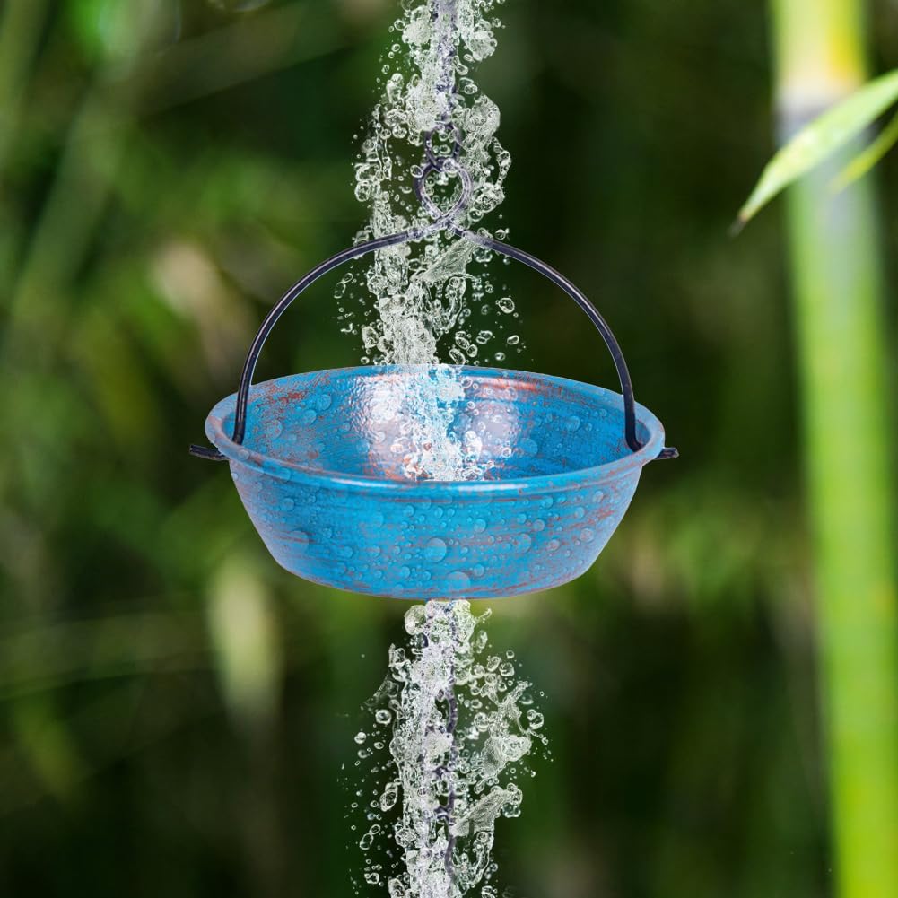 11.4FT Frog Rain Chains for Outside Gutters, Eaves, Drainage | 12 Cups, Metal Rain Chain, Adjustable Length, Functional