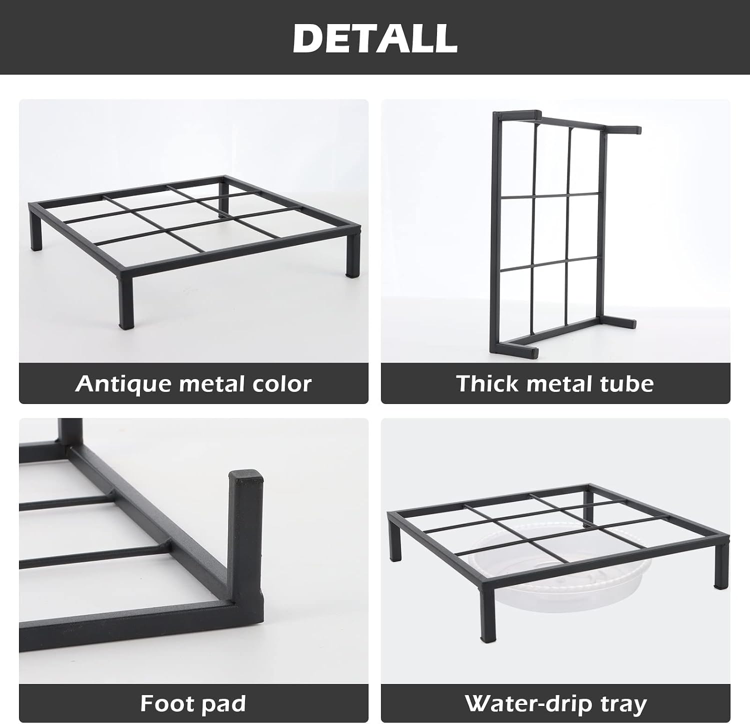 TenFuju 9.8" Metal Heavy Duty Potted Plant Stand Flower Pot Holder with Saucer Indoor Outdoor Rustproof Iron Garden