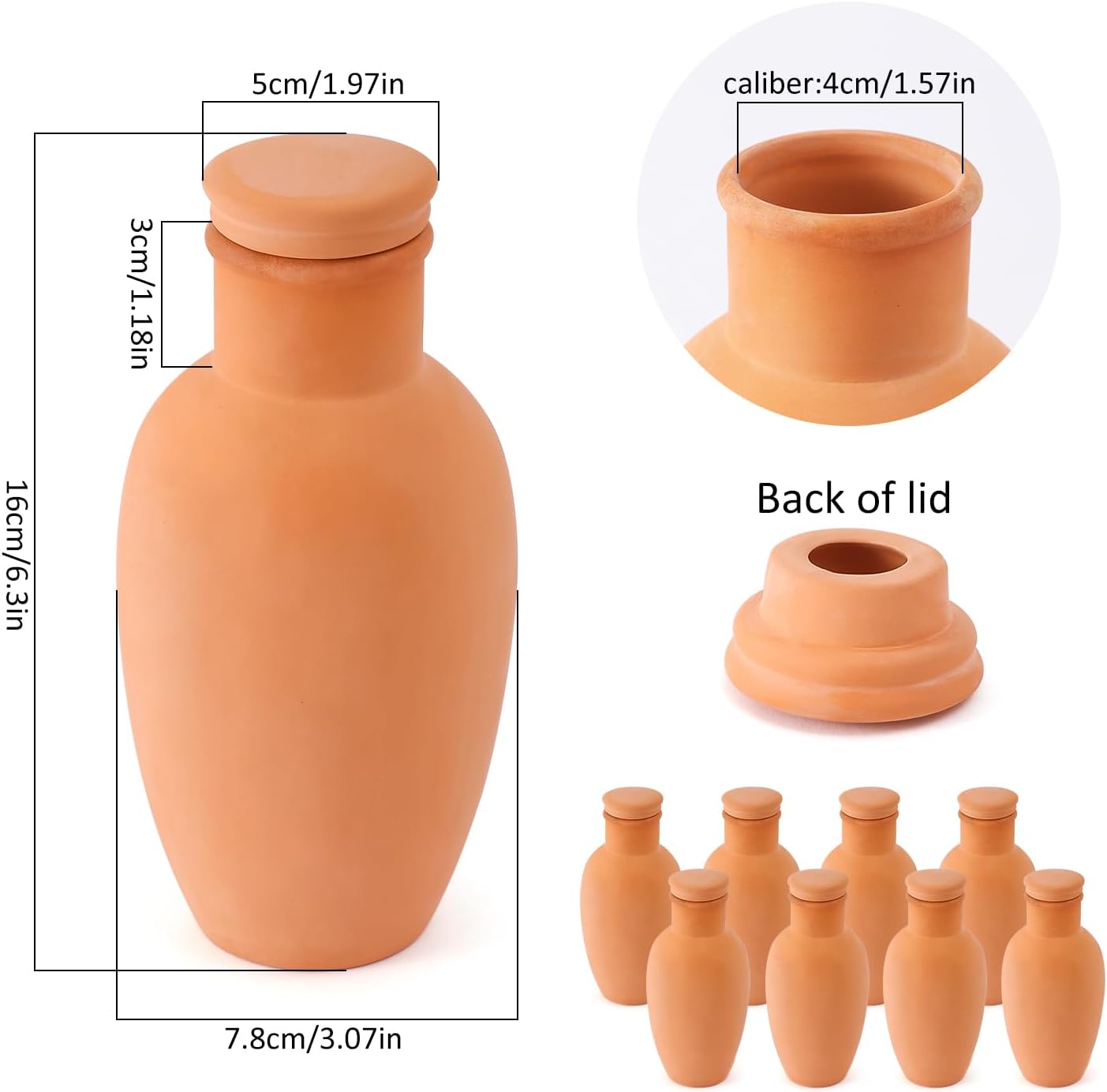 Ollas 8pcs 3.1 * 6inch Watring Can Pot Terracotta Self Watering Planter Insert Vacation Plant Care Olla Watering Terra
