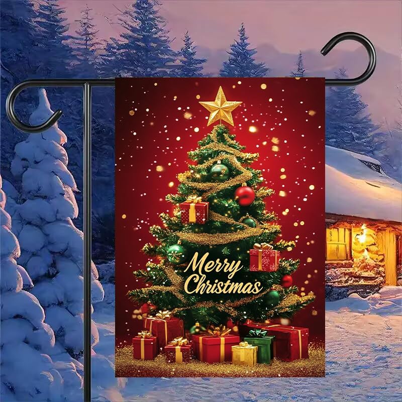 Merry Christmas Garden Flags for Outside 12x18 Double Sided