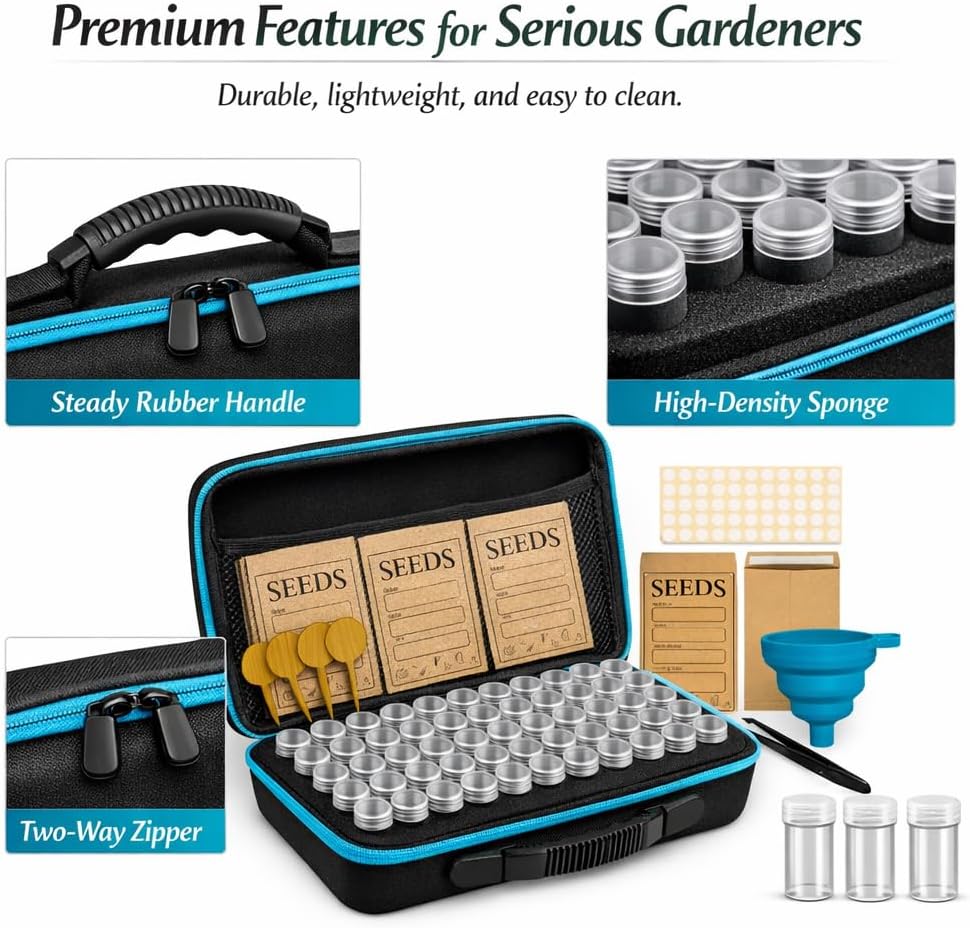 Seed Storage Organizer Kit with 120 Seed Containers, Seed Organizer & Seed Saving Box for Seed Collection &