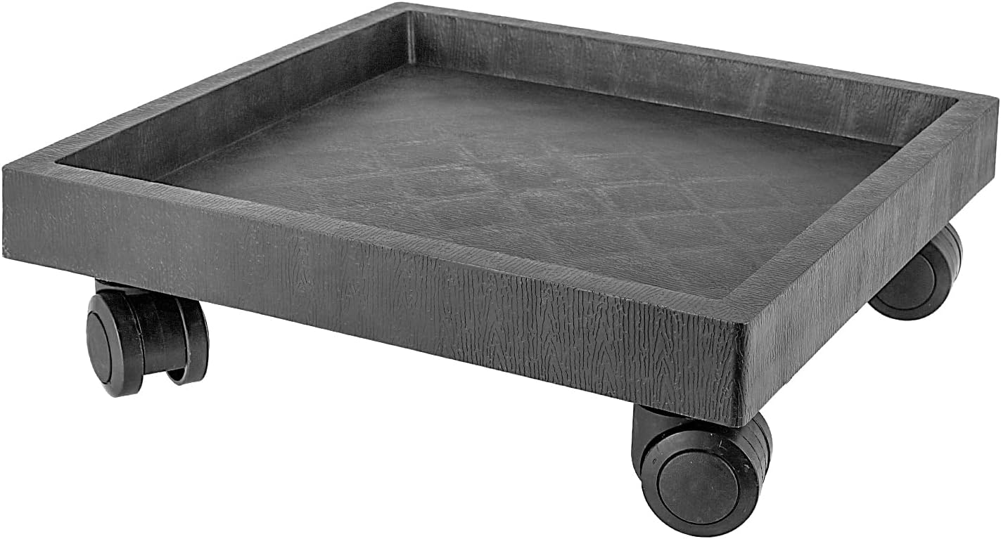 JOIKIT 2 Pack 11.8 Inch Square Plant Caddy with Wheels,Charcoal Gray | Heavy Duty Rolling Plant Stand, Wheeled Planter