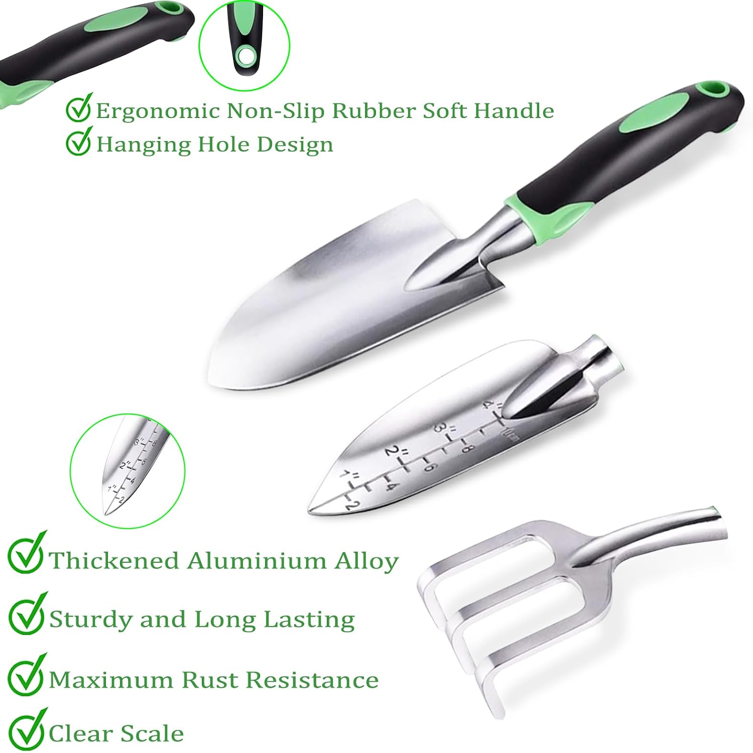 10PCS Heavy-Duty Garden Tools Set for Beginners - Rust-Proof Aluminum Garden Kit with Soil Tester, Repotting Mat &