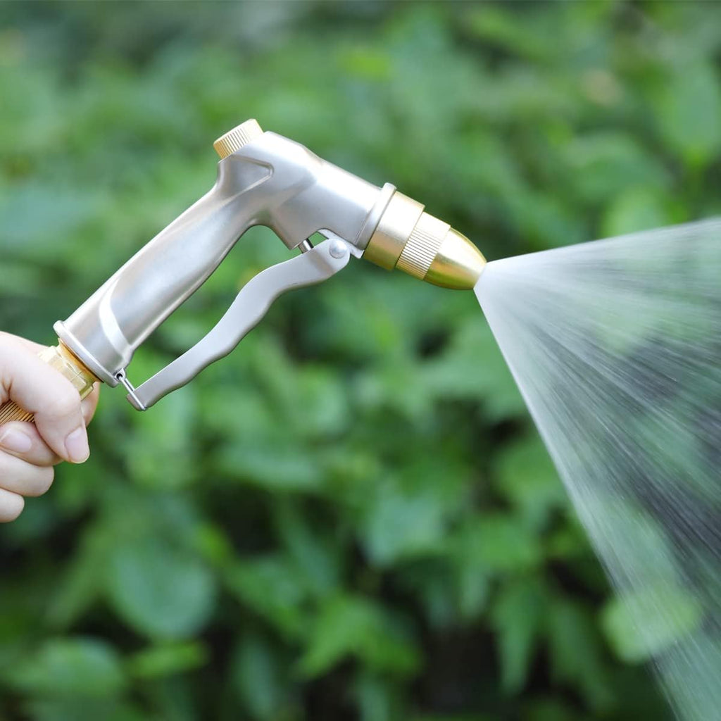 FANHAO 100% Metal Garden Hose Nozzle Heavy Duty, Leakproof, High Pressure | Rustproof Zinc Alloy, Hands-Free Lock