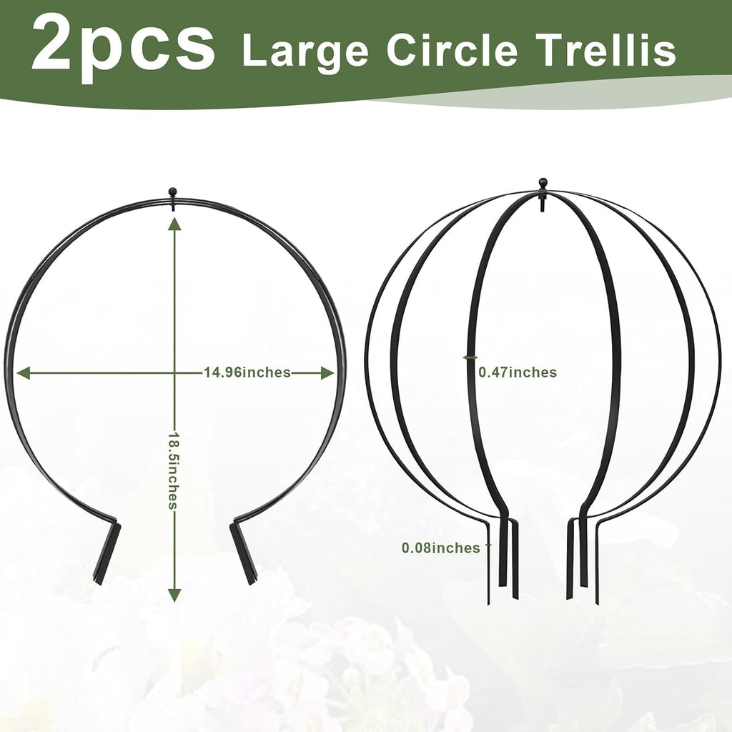 Metal Circle Trellis, Garden Sculpture Globe Topiary for Climbing Plants Outdoor Potted Round Planter Trellis Black
