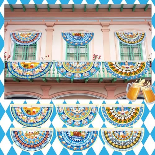 6 Pcs Oktoberfest Decoration Oktoberfest Fabric Bunting 1.5 x 3 ft