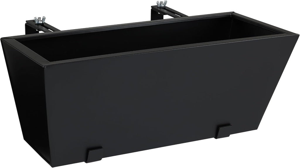 BIRDROCK HOME 2pk Metal Railing Planter Box | Flower Boxes for Deck Railings | Adjustable Rail Hanging Bracket | Black