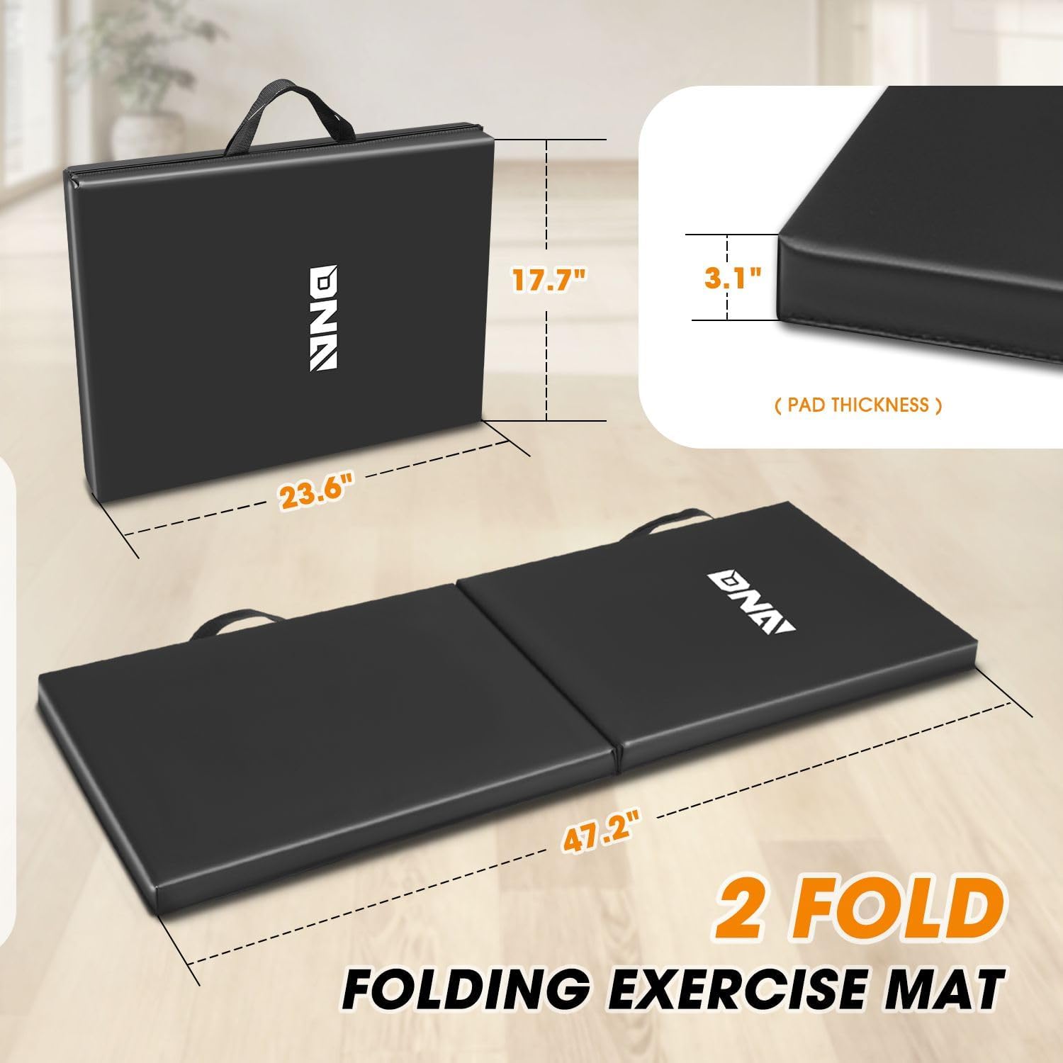 DNA Motoring Foldable Soft Kneeling Pad Mat Extra Thick Foam Knee Pad Mat Water Resistant 43 X 17.7 X 1.6 in for Auto