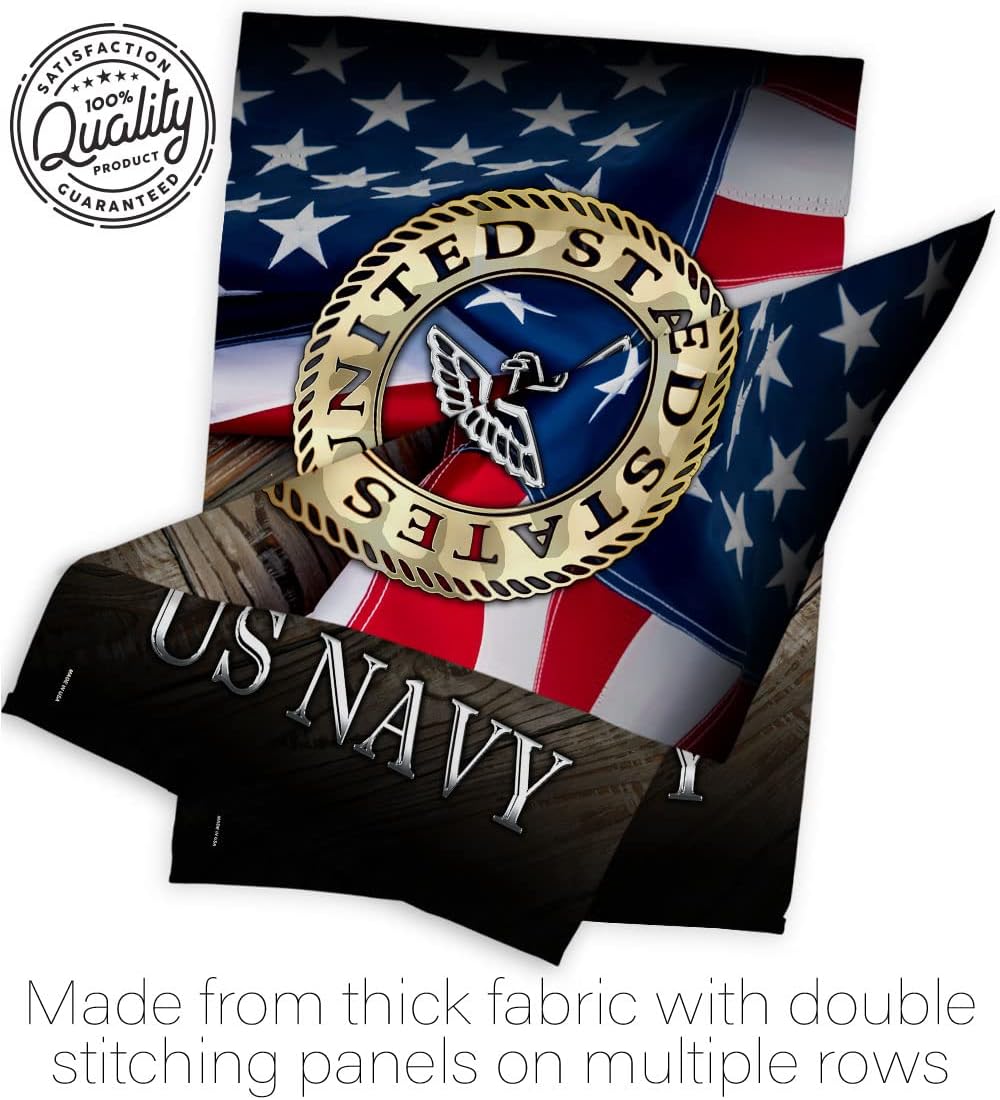 US Navy Garden House Flag - Set Armed Forces USN Seabee United State American Military Veteran Retire Official