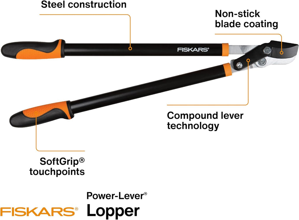 Fiskars 28" Power-Lever Garden Bypass Loppers, 1.75" Cut Capacity