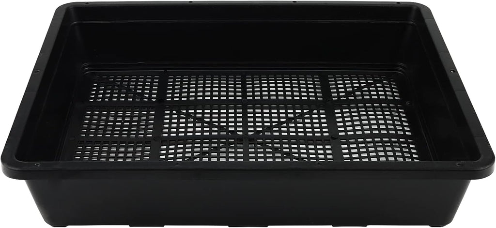 14 Pack 15 x 12 Inch Seed Starter Trays, Plastic Garden Mesh Bottom Plant Germination Trays, Black Growing Tray for