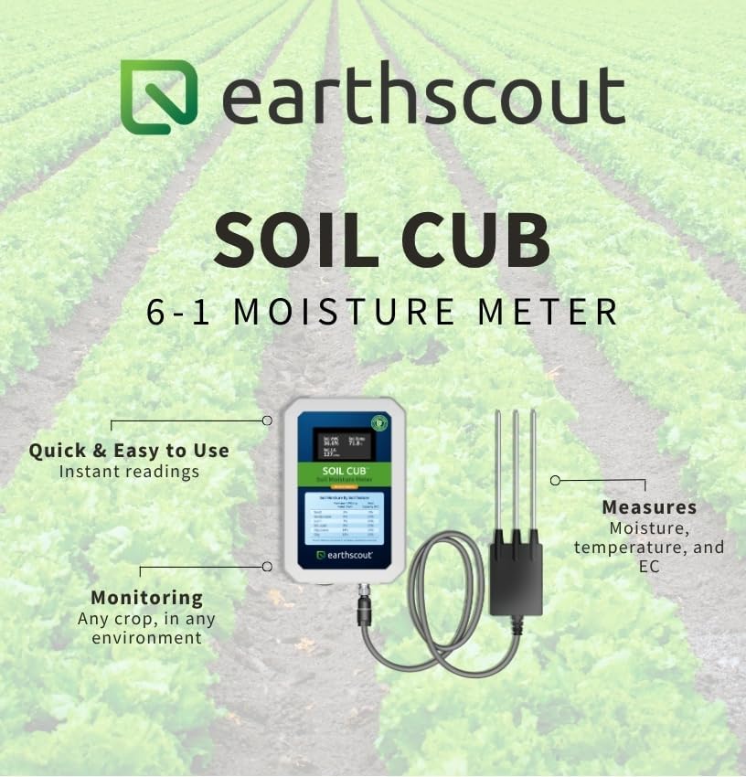 EarthScout Soil Cub | 6-in-1 Plant Moisture Indicator, Thermometer & Water Gauge for Plants | Research-Grade