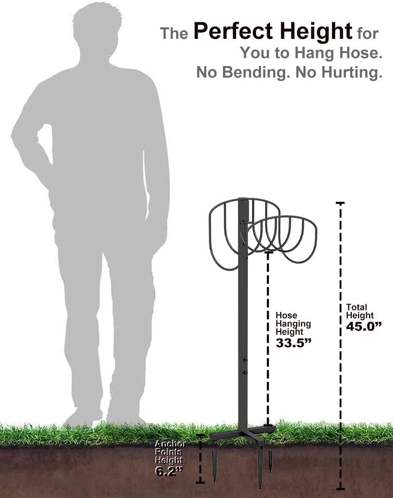 Freestanding Garden Hose Holder Hanger, Outdoor Heavy Duty Metal Water Hose Storage Holders Stand Organizer Rack