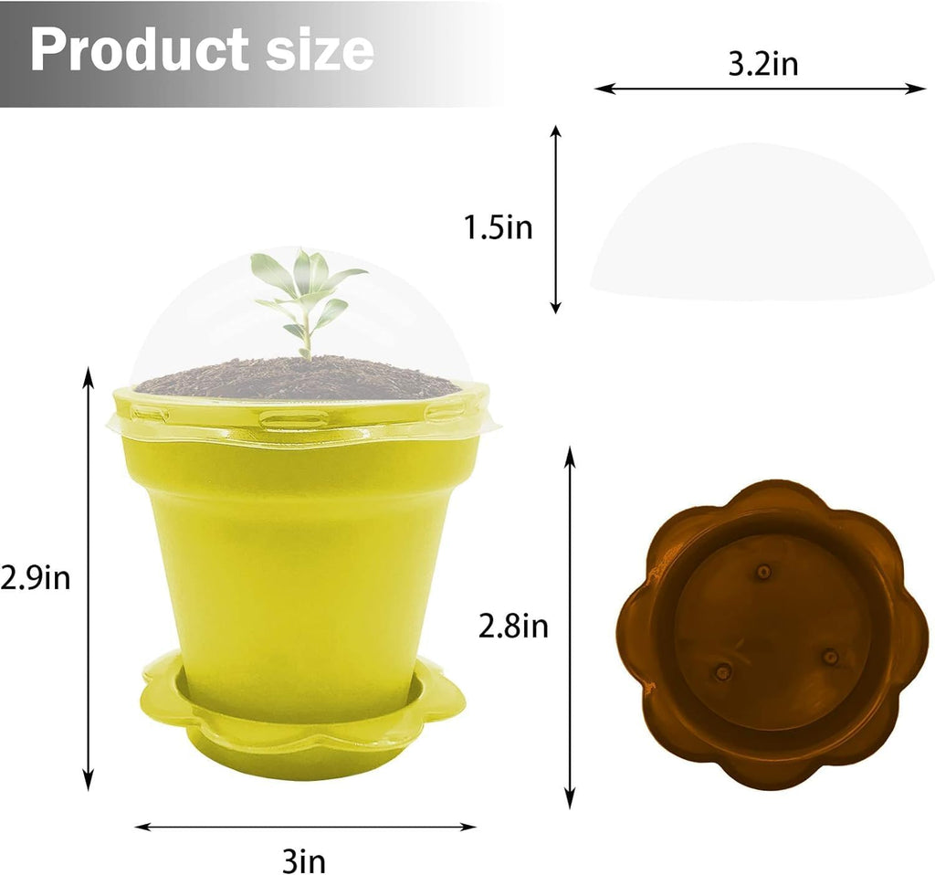 50 Packs Cupcake Plant Nursery Pots with Humidity Dome- Planting Containers Cups- Small Flower Pots for Indoor Outdoor