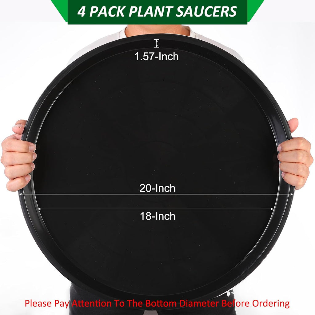 PATIKIL 4 Pack Plastic Plant Saucer, 20 Inch Plant Tray for Pots Round Plant Dish Plant Drip Trays Water Tray for