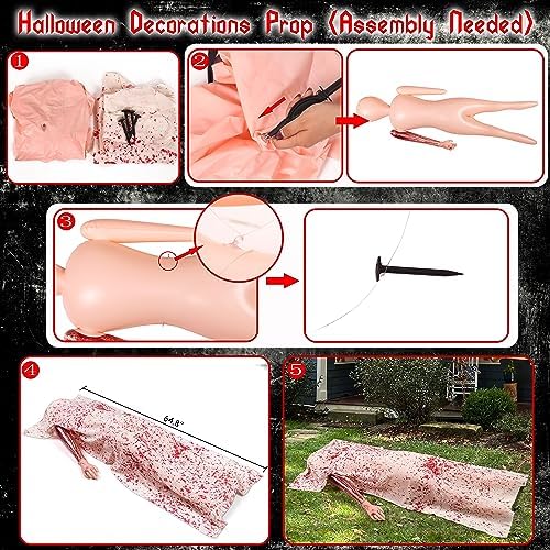 5.4ft Scary Halloween Decorations Outdoor Dead Body Props Showing Right Hand Only - Hallowmas Back from the Grave Victim Prop for Haunted House Party Decor (Assembly Needed)