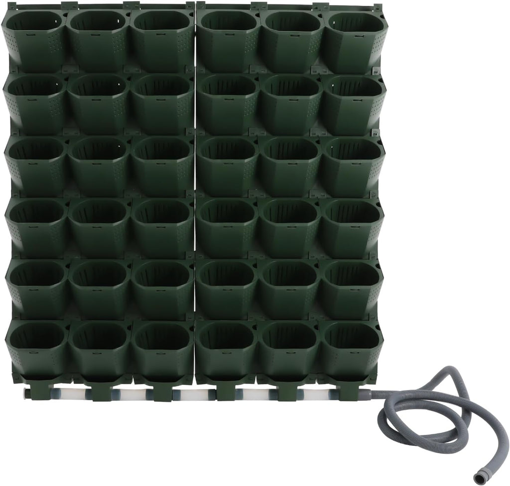 Self Watering Planters with Timer and Rain Sensor, 36-Pocket Wall Mounted Vertical Garden System - Automatic Drip