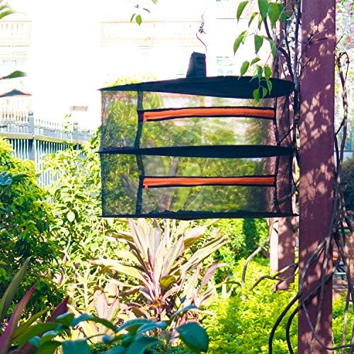 Desy & Feeci Herb Drying Rack- 2ft Diameter 2 Layer Folding Mesh Hanging Basket Dryer Net with Zippers for Seeds Flowers Buds Plants Garden Outdoor Bumper Harvest(D24xH16 inch)