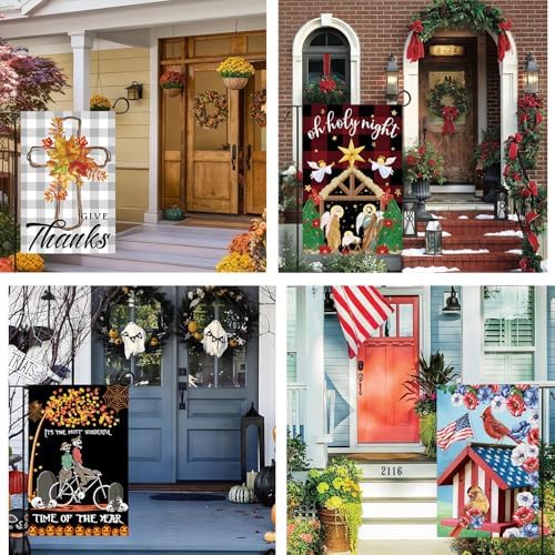 Seasonal Garden Flags Set of 12 Double Sided 12 x 18 Inch Yard Flags