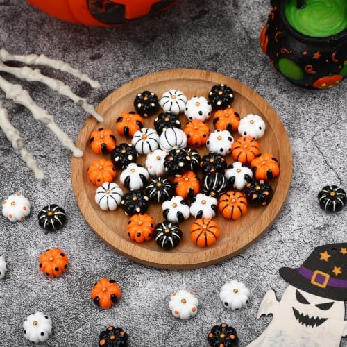 60Pcs Mini Resin Pumpkins for Halloween Fake Pumpkins Decorating